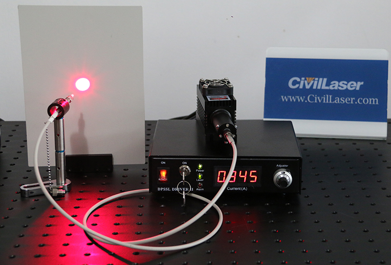 赤色 ファイバ結合レーザー 660nm 200mW 半導体レーザー 出力調節可能